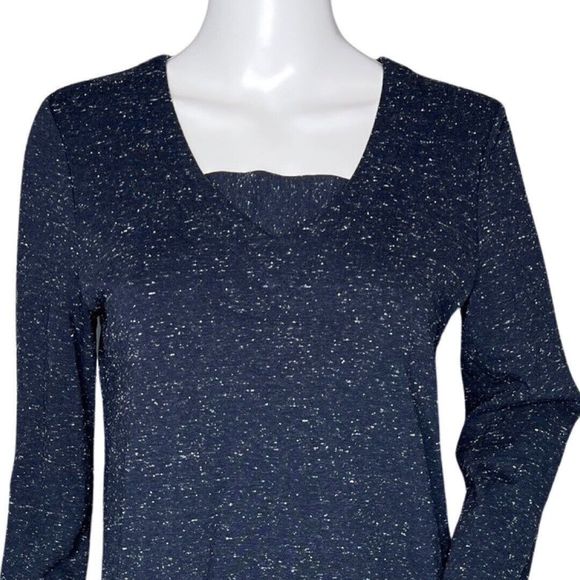 J. Jill Dress Womens Small Navy Blue White Speckled Ponte Knit Basic Minimalist - Picture 5 of 8